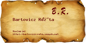 Bartovicz Réta névjegykártya